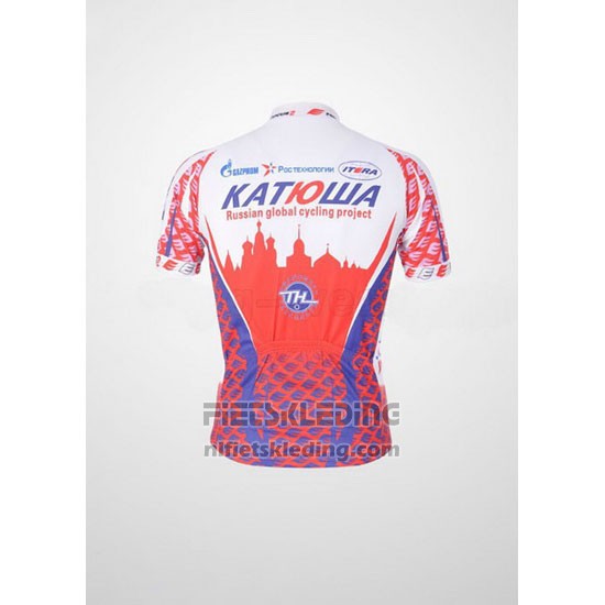 2011 Fietskleding Katusha Wit en Rood Korte Mouwen en Koersbroek